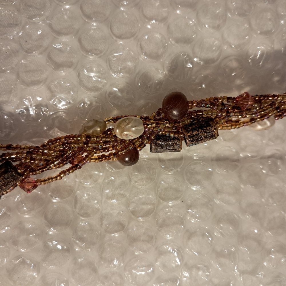 Mary Frances Beaded Satchel in Gold and Brown - Picture 7 of 7